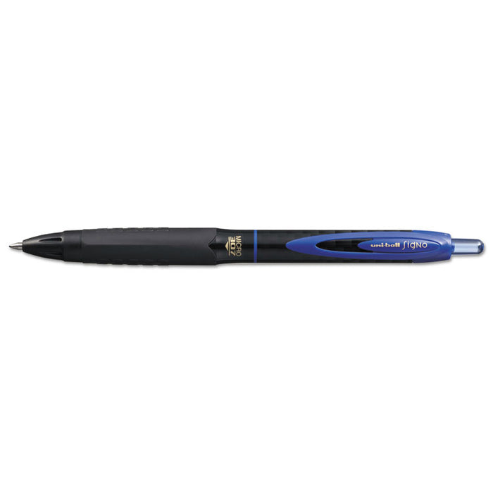 307 Gel Pen, Retractable, Micro 0.5 mm, Blue Ink, Black Barrel, Dozen