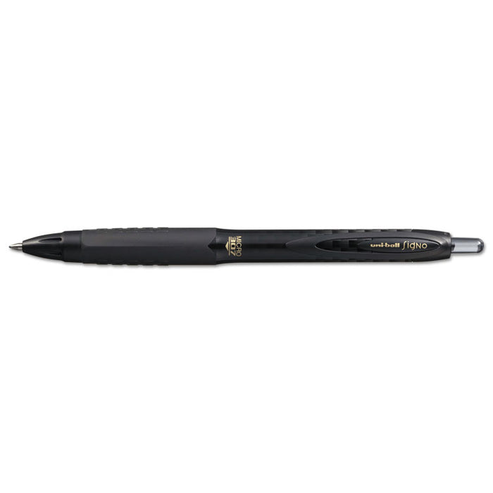 307 Gel Pen, Retractable, Micro 0.5 mm, Black Ink, Black Barrel, Dozen