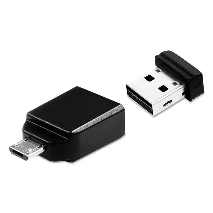 Store 'n' Stay Nano USB Flash Drive with USB OTG Micro Adapter, 16 GB, Black