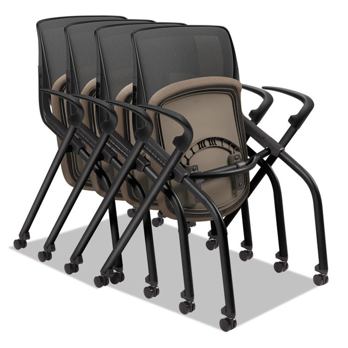 Motivate Nesting/Stacking Flex-Back Chair, Morel Seat/Black Back, Black Base