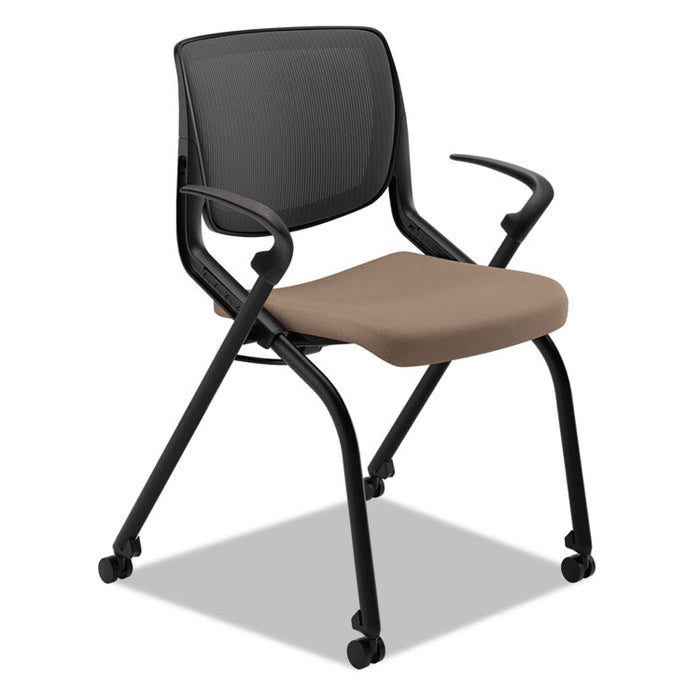 Motivate Nesting/Stacking Flex-Back Chair, Morel Seat/Black Back, Black Base