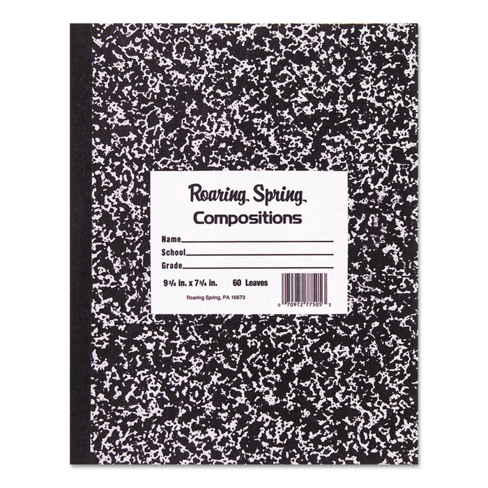 Marble Cover Composition Book, Wide/Legal Rule, Black Marble Cover, 8.5 x 7, 36 Sheets