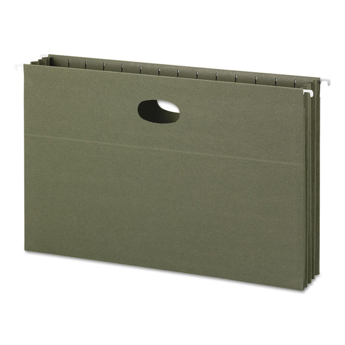 100% Recycled Hanging Pockets with Full-Height Gusset, 1 Section, 3.5" Capacity, Legal Size, Standard Green, 10/Box