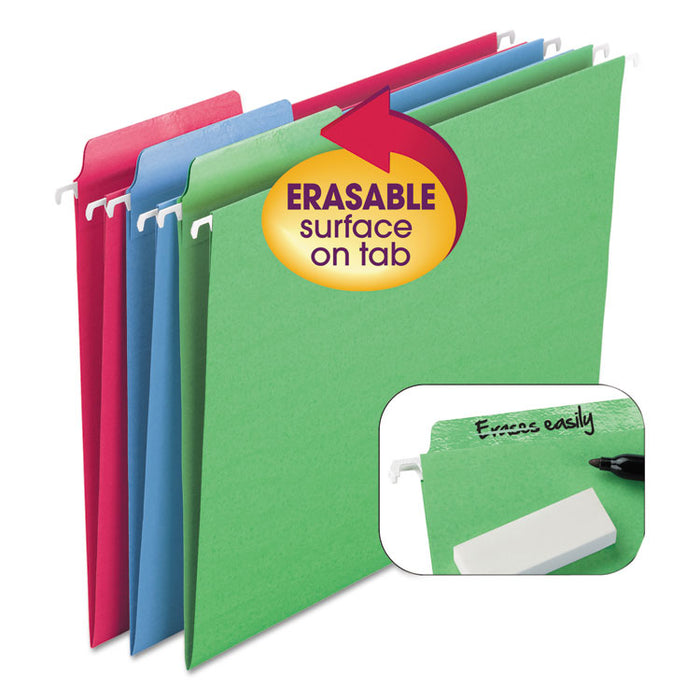 Erasable FasTab Hanging Folders, Letter Size, 1/3-Cut Tabs, Moss, 20/Box