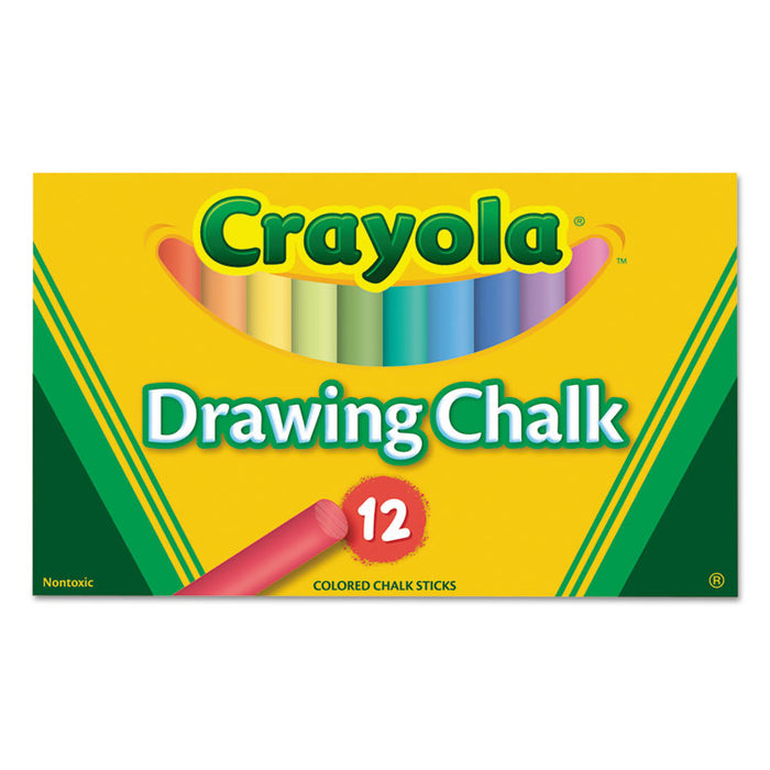Colored Drawing Chalk, 3.19" x 0.38" Diameter, 12 Assorted Colors 12 Sticks/Set