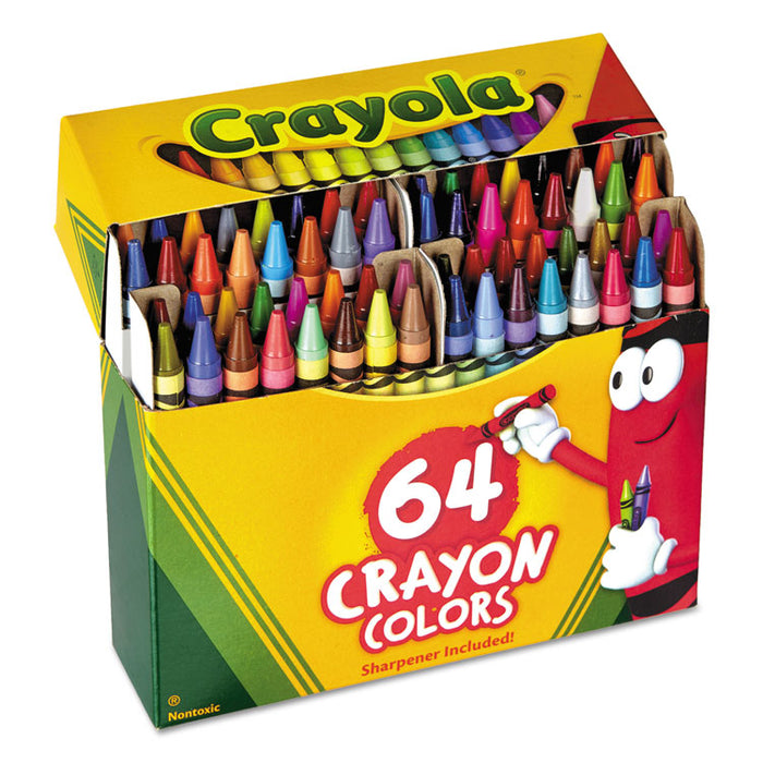 Classic Color Crayons in Flip-Top Pack with Sharpener, 64 Colors