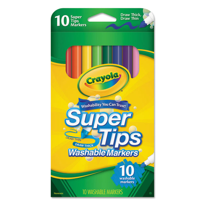 Washable Super Tips Markers, Fine/Broad Bullet Tips, Assorted Colors, 10/Set