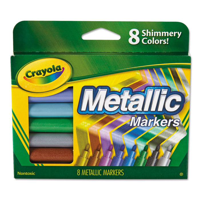 Metallic Markers, Medium Bullet Tip, Assorted Colors, 8/Set