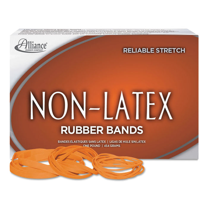 Non-Latex Rubber Bands, Size 19, 0.04" Gauge, Orange, 1 lb Box, 1,440/Box