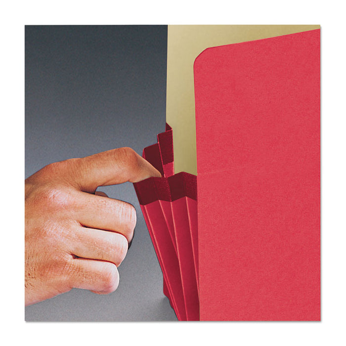 Colored File Pockets, 5.25" Expansion, Letter Size, Red
