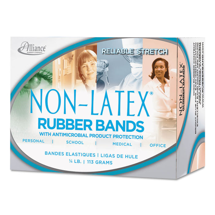 Antimicrobial Non-Latex Rubber Bands, Size 33, 0.04" Gauge, Cyan Blue, 4 oz Box, 180/Box