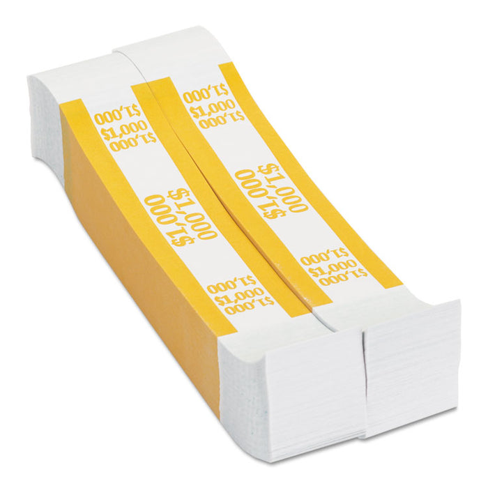 Currency Straps, Yellow, $1,000 in $10 Bills, 1000 Bands/Pack
