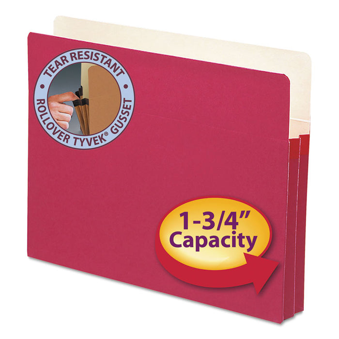 Colored File Pockets, 1.75" Expansion, Letter Size, Red