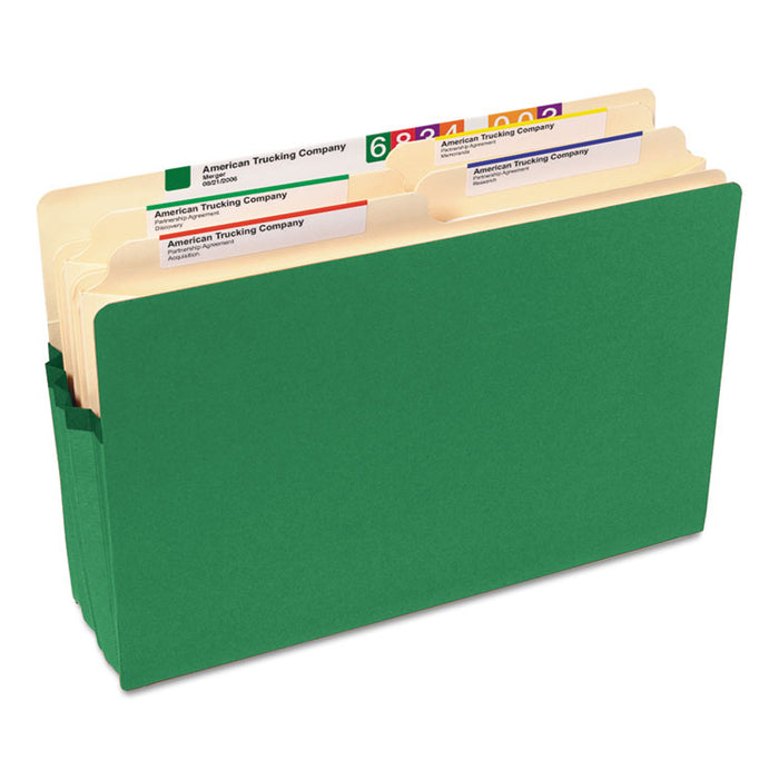 Colored File Pockets, 3.5" Expansion, Legal Size, Green