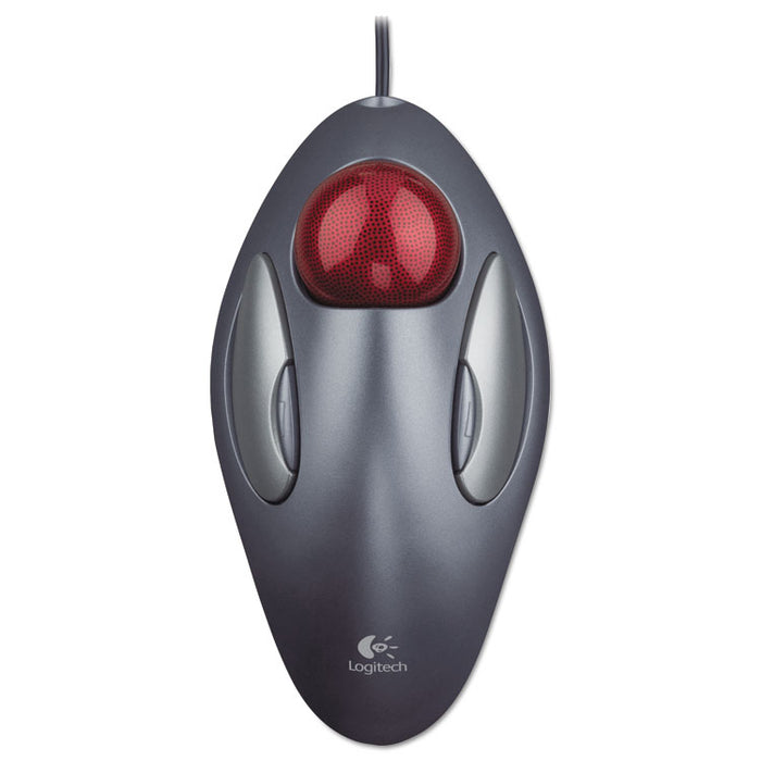 Trackman Marble Mouse, USB 1.0, Left/Right Hand Use, Gray/Red