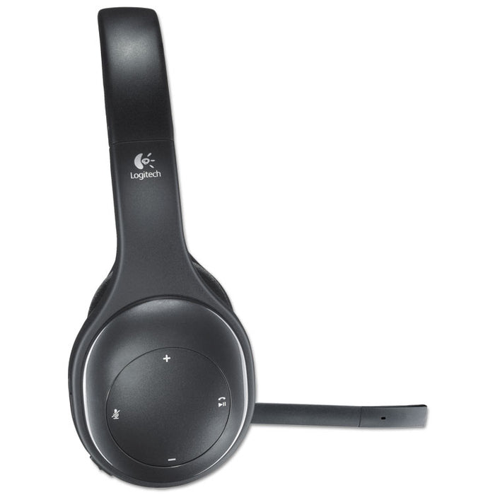 H800 Binaural Over-the-Head Wireless Bluetooth Headset, 4 ft Range, Black