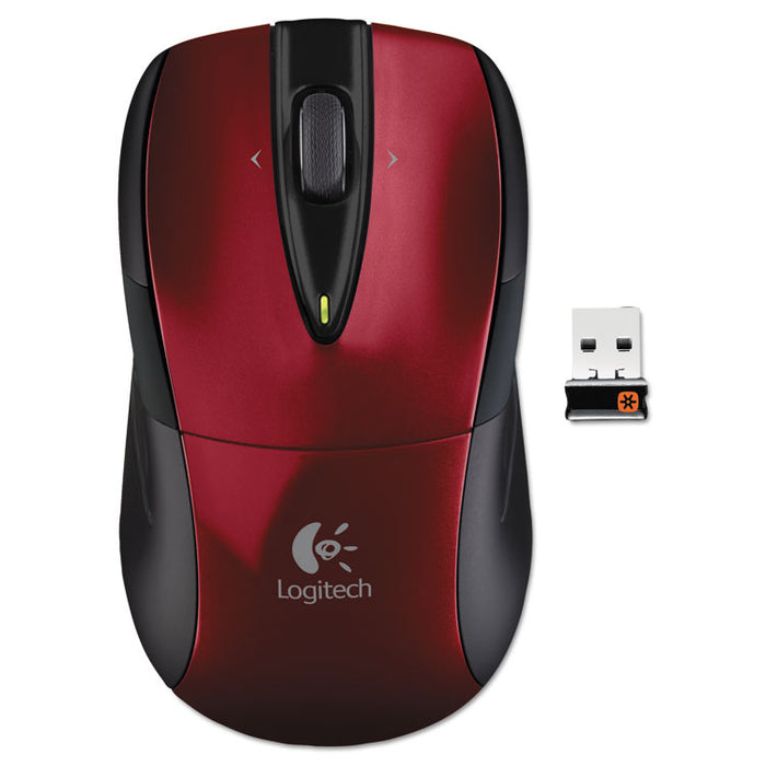 M525 Wireless Mouse, 2.4 GHz Frequency/33 ft Wireless Range, Left/Right Hand Use, Red