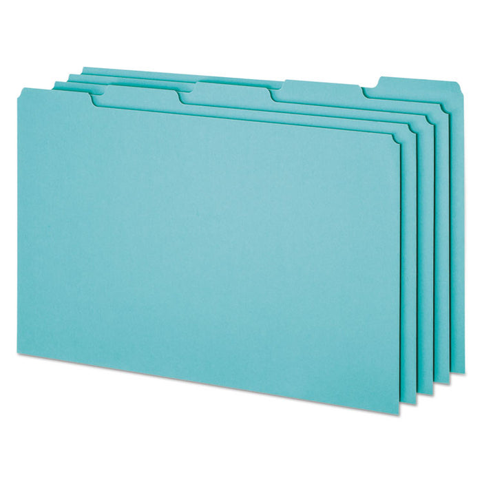 Blank Top Tab File Guides, 1/5-Cut Top Tab, Blank, 8.5 x 14, Blue, 50/Box
