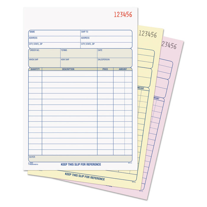 Sales Order Book, Three-Part Carbonless, 5.56 x 7.94, 1/Page, 50 Forms