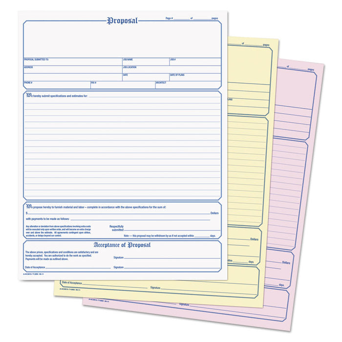 Contractor Proposal Form, Three-Part Carbonless, 8.5 x 11.44, 1/Page, 50 Forms