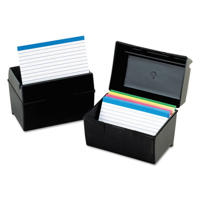 Plastic Index Card File, 400 Capacity, 6 1/2w x 4 7/8d, Black