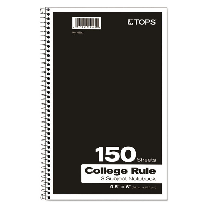 Coil-Lock Wirebound Notebooks, 3 Subject, Medium/College Rule, Randomly Assorted Covers, 9.5 x 6, 150 Sheets