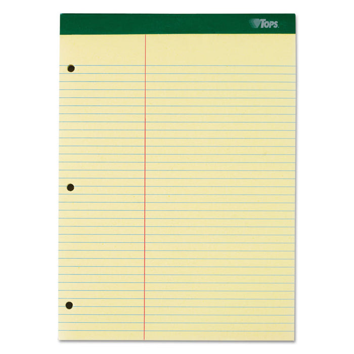 Double Docket Ruled Pads with Extra Sturdy Back, Pitman Rule Variation (Offset Margin-3" Left), 100 Canary 8.5 x 11.75 Sheets