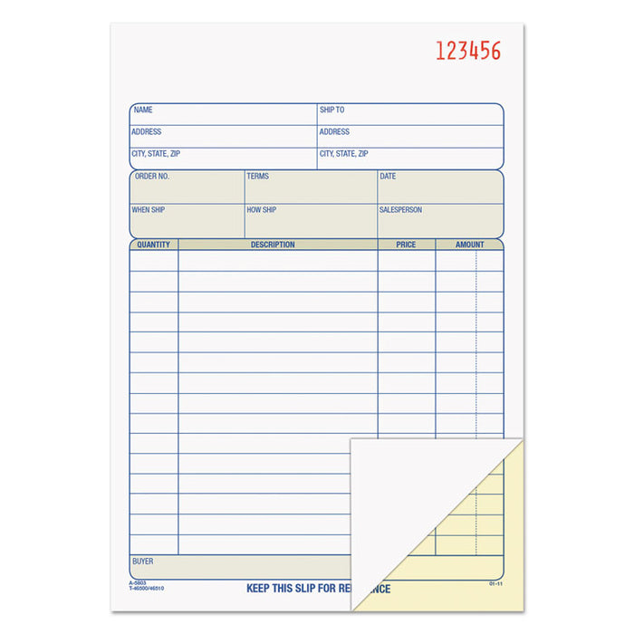 Sales Order Book, Two-Part Carbonless, 5.56 x 7.94, 1/Page, 50 Forms