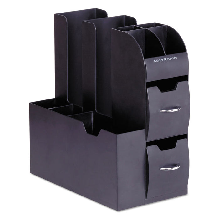 Coffee Condiment Caddy Organizer, 5 2/5 x 11 x 12 3/5, Black