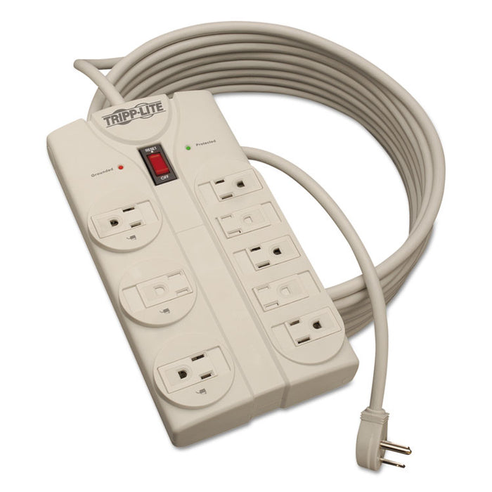 Protect It! Surge Protector, 8 Outlets, 25 ft. Cord, 1440 Joules, Light Gray