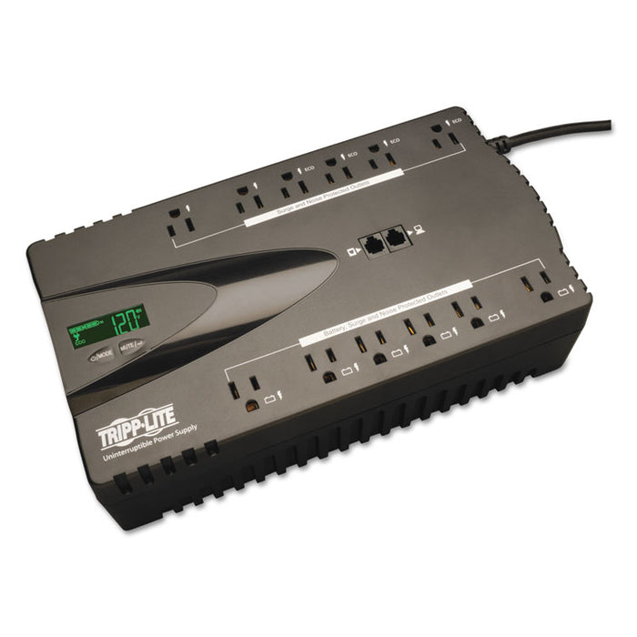 ECO Series Energy-Saving Standby UPS, USB, LCD Display, 12 Outlets, 850 VA, 420J