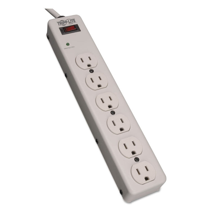 Protect It! Surge Protector, 6 Outlets, 6 ft. Cord, 1340 Joules, Light Gray