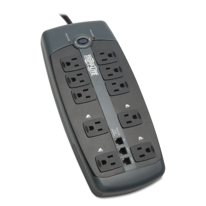 Protect It! Surge Protector, 10 Outlets, 8 ft Cord, 2395 Joules, Black