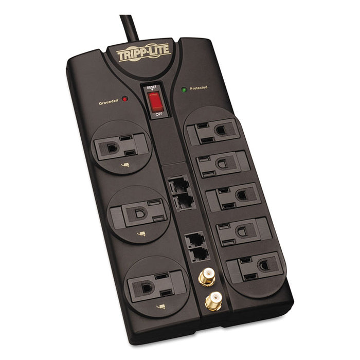 Protect It! Surge Protector, 8 Outlets, 10 ft Cord, 3240 Joules, RJ45, Black