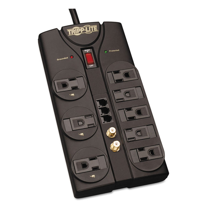 Protect It! Surge Protector, 8 Outlets, 8 ft. Cord, 2160 Joules, RJ11, Dark Gray