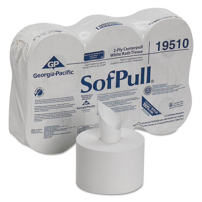 High Capacity Center Pull Tissue, Septic Safe, 2-Ply, White, 1,000/Roll, 6 Rolls/Carton