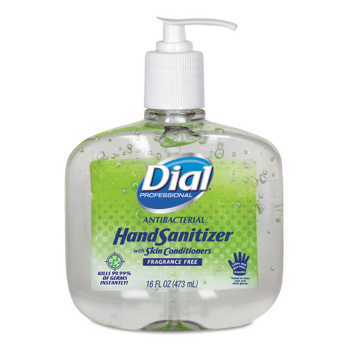 Antibacterial Gel Hand Sanitizer w/Moisturizers, 16oz Pump, Fragrance-Free, 8/Ct