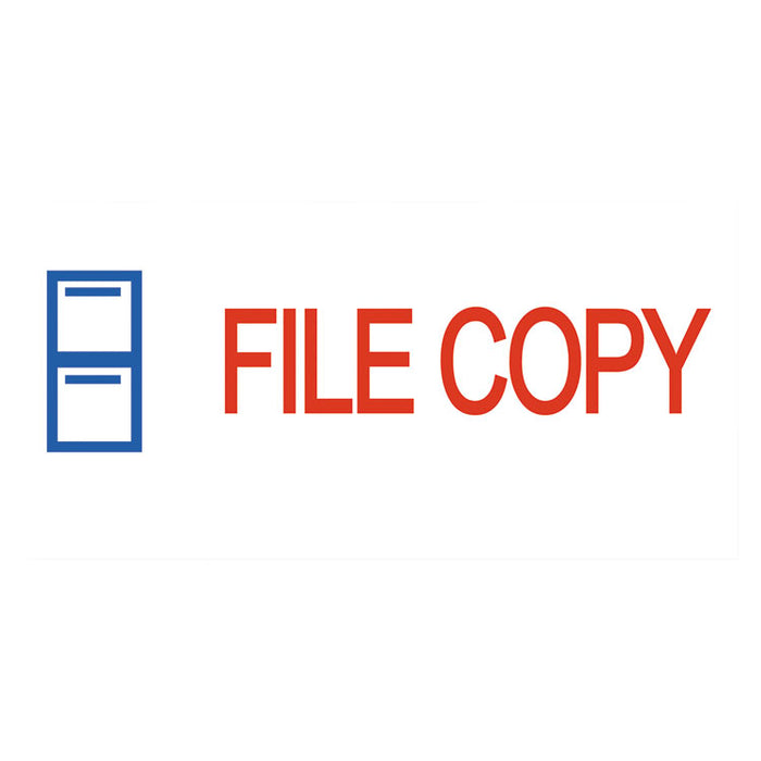 Pre-Inked Shutter Stamp, Red/Blue, FILE COPY, 1 5/8 x 1/2