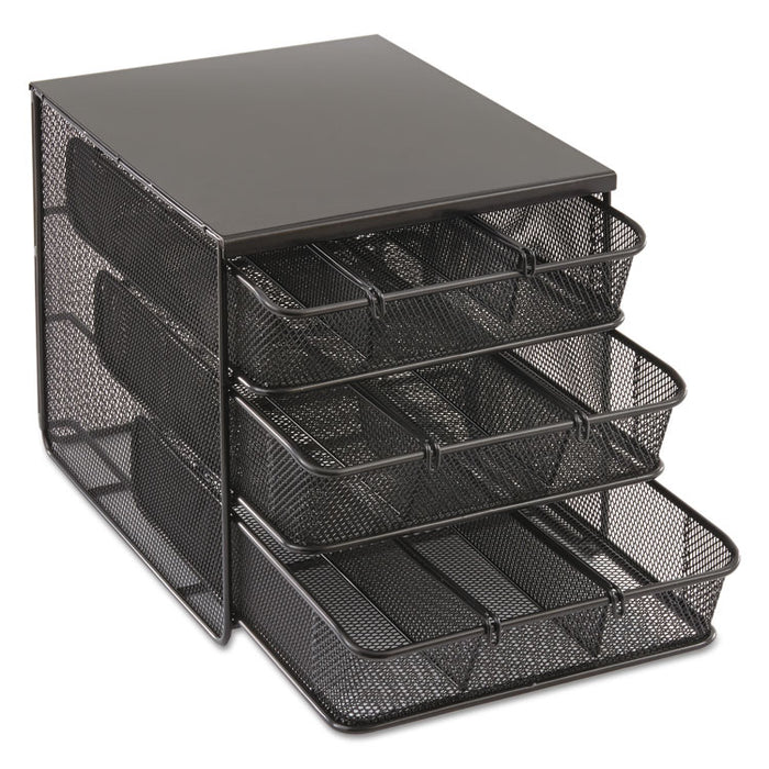 3 Drawer Hospitality Organizer, 7 Compartments, 11.5 x 8.25 x 8.25, Black