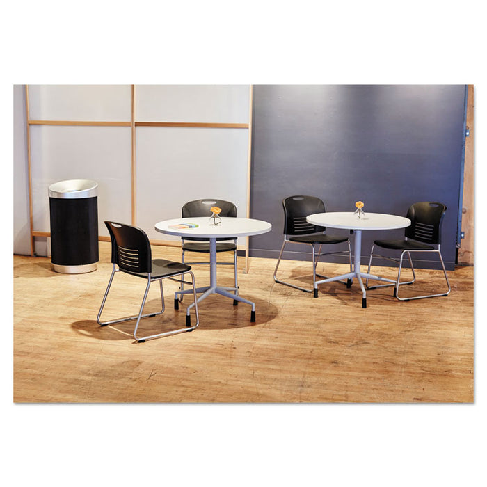 At-Your-Disposal Vertex Receptacle, Round, Polyethylene, 38 gal, Black/Chrome