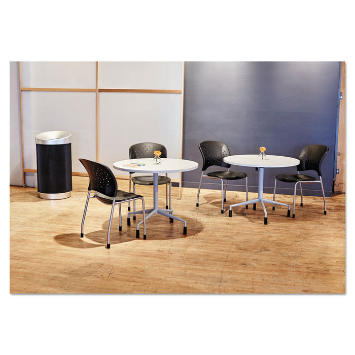 At-Your-Disposal Vertex Receptacle, Round, Polyethylene, 38 gal, Black/Chrome