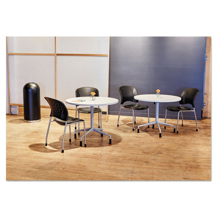 Open-Top Dome Receptacle, Round, Steel, 15 gal, Black