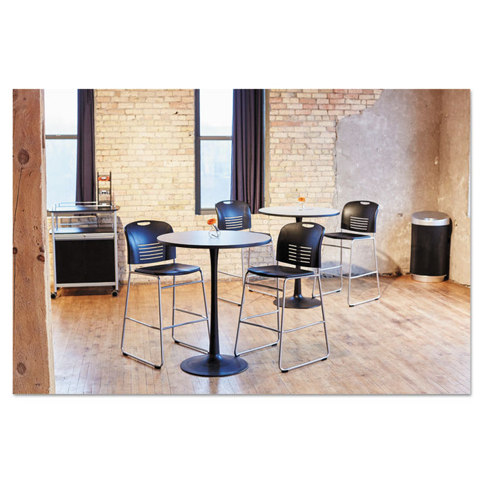 At-Your-Disposal Vertex Receptacle, Round, Polyethylene, 38 gal, Black/Chrome