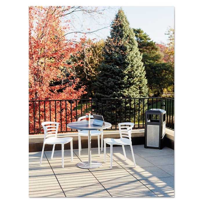 Ashtray-Top Evos Series Steel Waste Container, 38 gal, Black