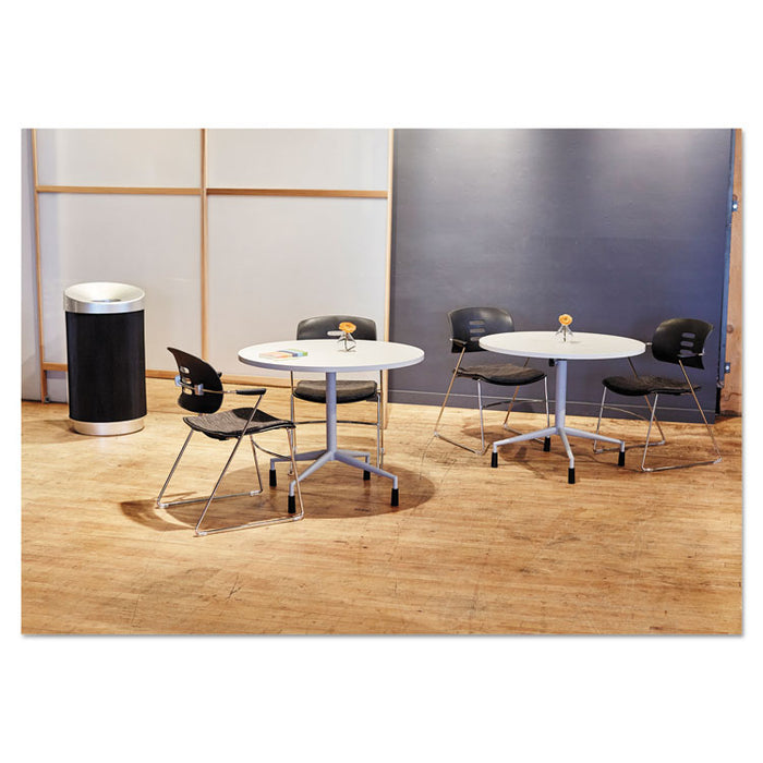 At-Your-Disposal Vertex Receptacle, Round, Polyethylene, 38 gal, Black/Chrome