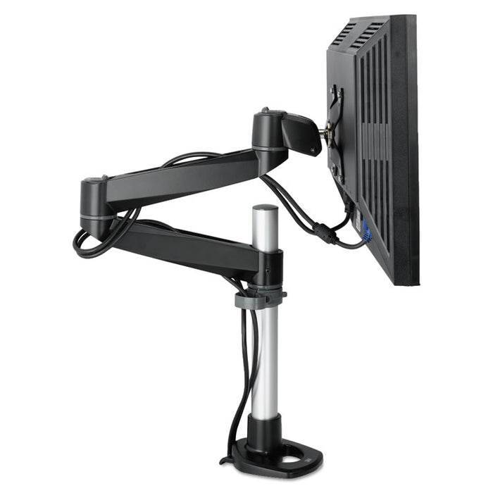 Dual Monitor Swivel Arm, 360 Degree Rotation, +15 Degree/-90 Degree Tilt, 180 Degree Pan, Black/Gray, Supports 30 lb