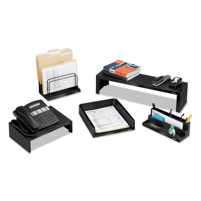 Designer Suites Desktop Organizer, 11 1/8 x 5 x 3 7/8, Black Pearl