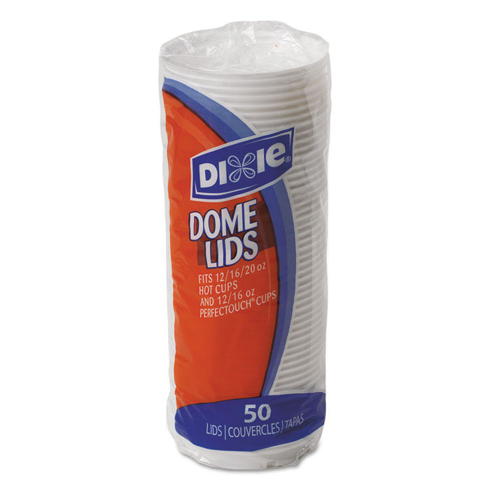 Dome Drink-Thru Lids,10-16 oz Perfectouch;12-20 oz WiseSize Cup, White, 50/Pack
