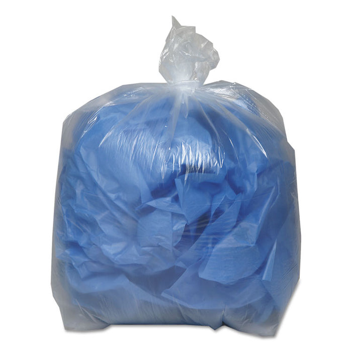 Low Density Repro Can Liners, 33 gal, 1.1 mil, 33" x 39", Clear, 10 Bags/Roll, 10 Rolls/Carton