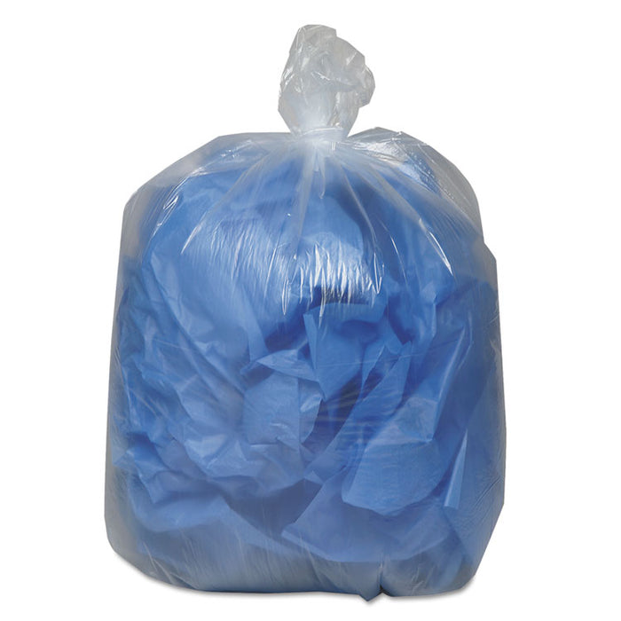 Linear Low Density Clear Recycled Can Liners, 60 gal, 1.5 mil, 38" x 58", Clear, 100/Carton